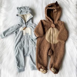 Set of 2 Baby Boy Fuzzy Winter Suits 3 months